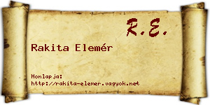 Rakita Elemér névjegykártya